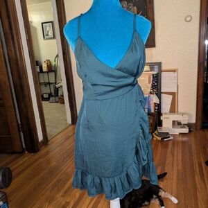 Elegant Teal Wrap Dress